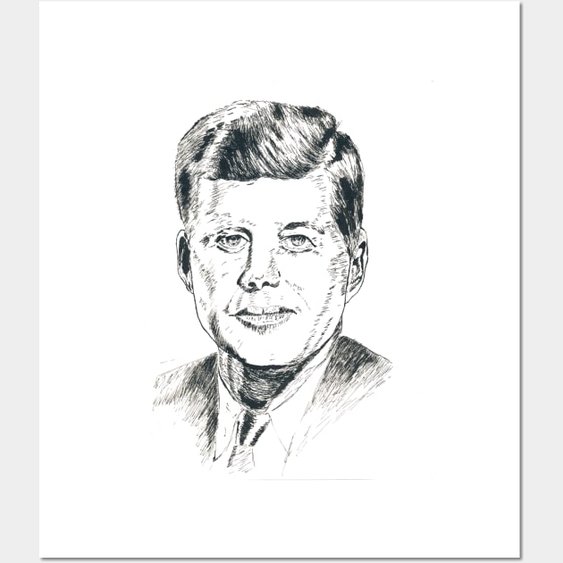 JFK illustration portrait Wall Art by Corvons